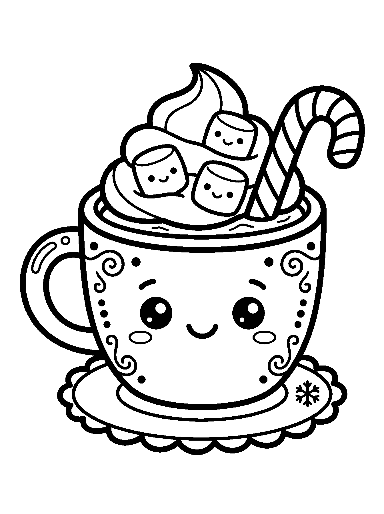 Tasse de chocolat chaud : coloriage de Noël
