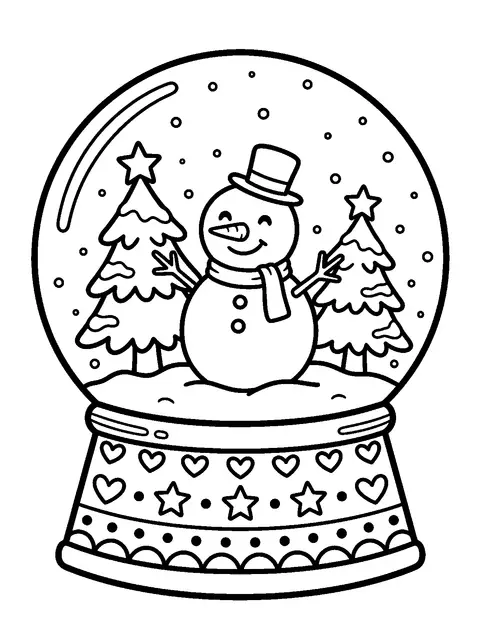 Boule à neige mignonne : coloriage de Noël