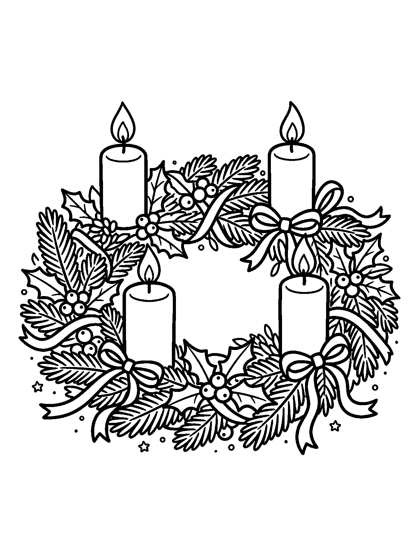 Bougies de l'Avent : coloriage de Noël