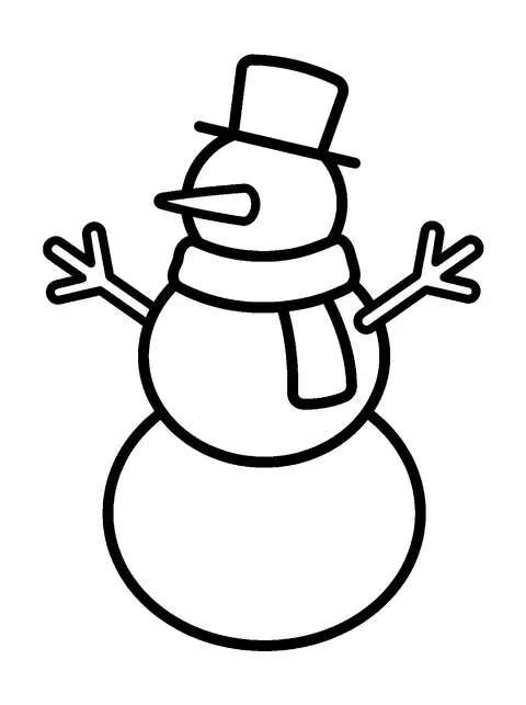 Bonhomme de neige simple : coloriage de Noël