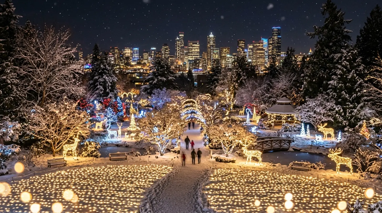 Christmas lights at night in Atlanta