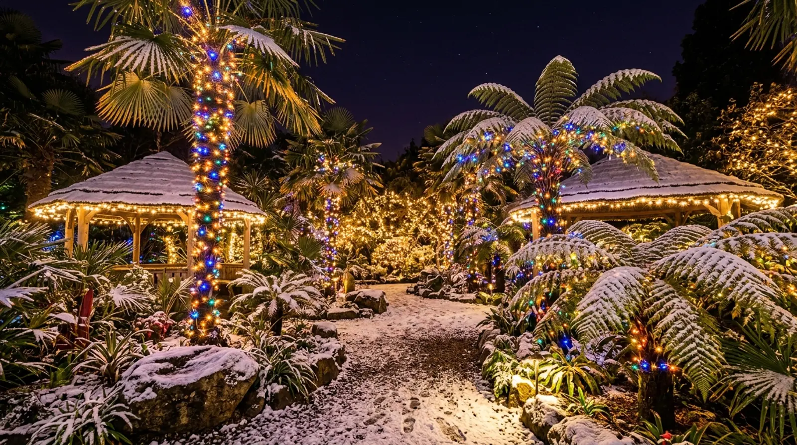 Christmas lights at night in Miami