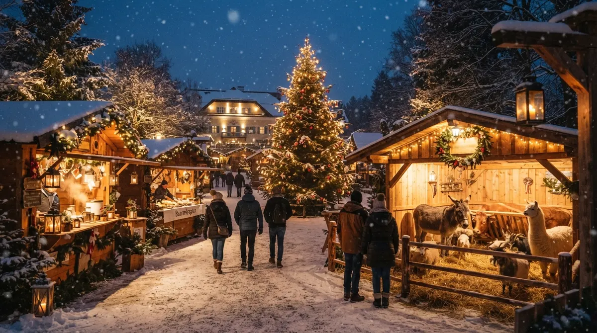 Weihnachtsmarkt auf Gut Aiderbichl Henndorf (Karácsonyi vásár a henndorfi Gut Aiderbichlben), Henndorf am Wallersee