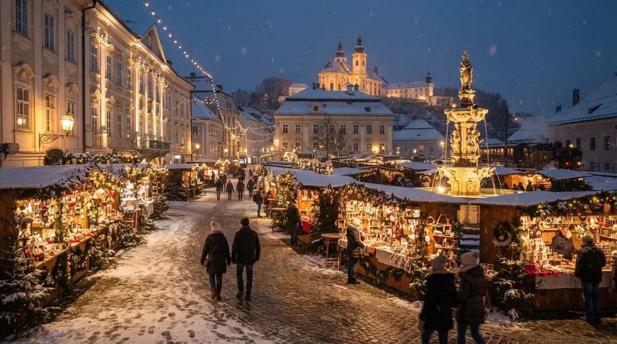 Steyrer Christkindlmarkt an der Promenade (Steyri Christkindl-vásár a Promenade-on), Steyr