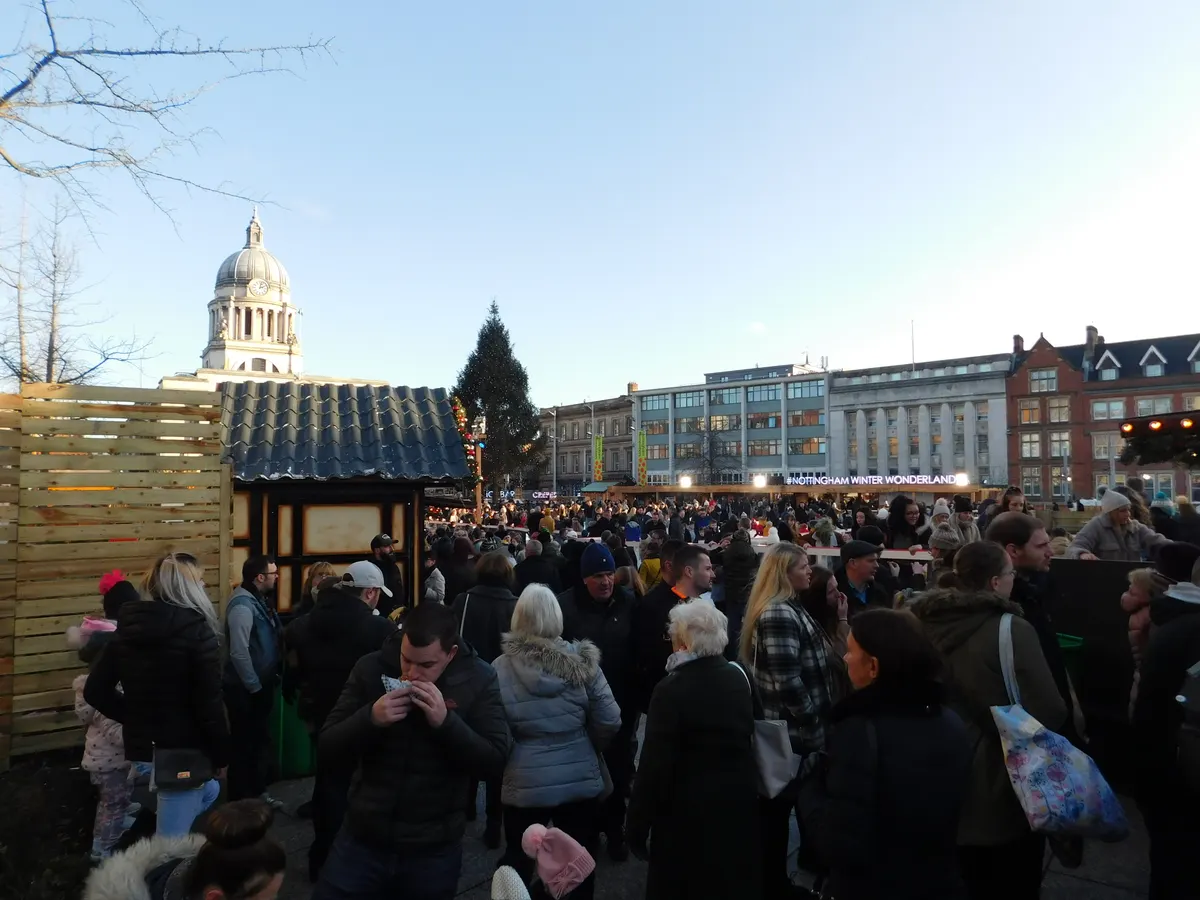 Crowds at Nottingham Winter Wonderland in Old Market Square
