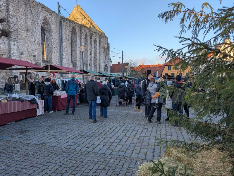 Julmarknaden vid S:t Hans ruin på Stora torget i Visby