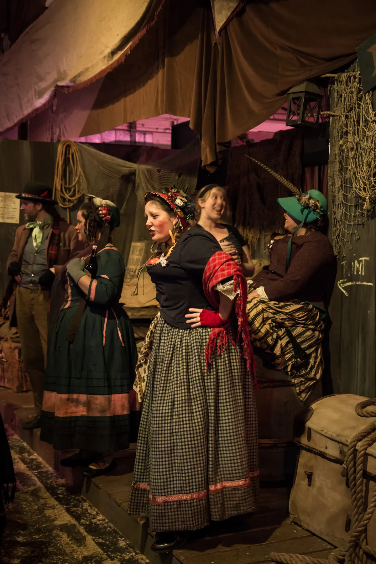 Costumed Victorian performers at the Great Dickens Christmas Fair